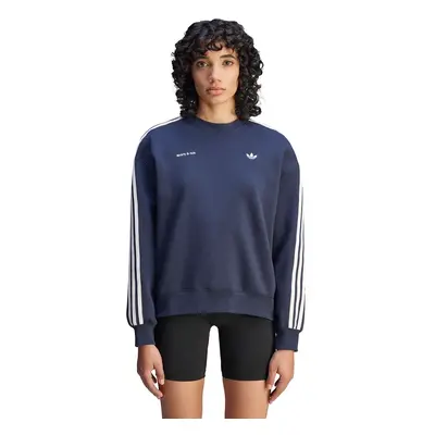 Mikina adidas Originals x Sporty & Rich Sweatshirt dámská, tmavomodrá barva, hladká, JN5331