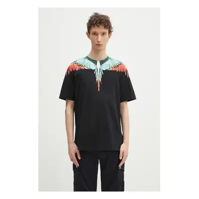 Bavlněné tričko Marcelo Burlon Icon Wings Basic T-Shirt Black Multicolo černá barva, s potiskem,