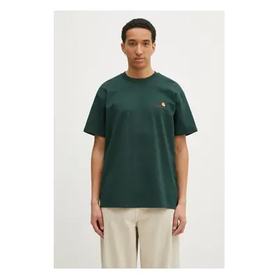 Bavlněné tričko Carhartt WIP S/S American Script T-Shirt zelená barva, I029956.CIXX