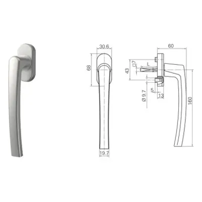 KLIKA PRO VÝKLOPNĚ-POSUVNÁ OKNA A BALKONOVÉ DVEŘE délka 160 mm Barva: Titan