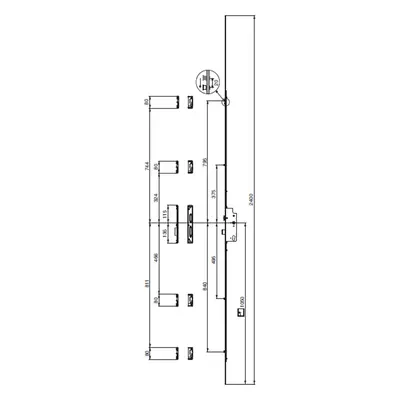 G-TS zámek ovládaný klikou E92 DM55 PZ 4iS VK8 F-2.400X20 , prodlužitelný PT