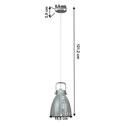 Kondela Visící lampa, šedá / kov, AIDEN typ3