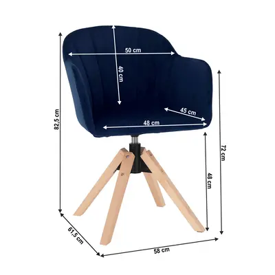 Kondela Otočné křeslo, Velvet látka, tmavě modrá / buk, DALIO