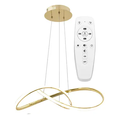 Toolight Moderní LED závěsné stropní svítidlo Ring + dálkové ovládání APP394-CP Gold