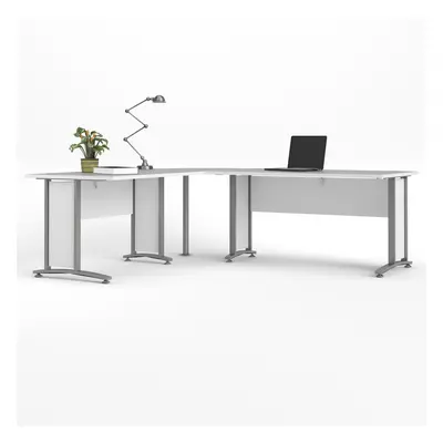 Tvilum Rohový psací stůl Office 80400/72 bílá/silver grey