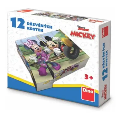 Dřevěné licenční kostky Mickey Mouse - 12 kostek