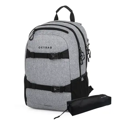 Studentský batoh + etue OXY Sport Grey Melange