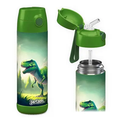 Dětská nerezová termoláhev s brčkem JARLSON CHARLI Dinosaurus 500 ml