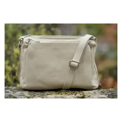 Kožená crossbody kabelka MaxFly 5542 béžová