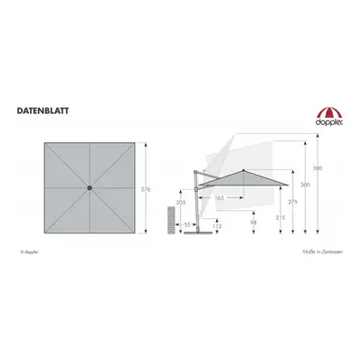 Zahradní slunečník s boční nohou Derby DERBY DX 280 x 280 cm- přírodní (slonovinová kost)