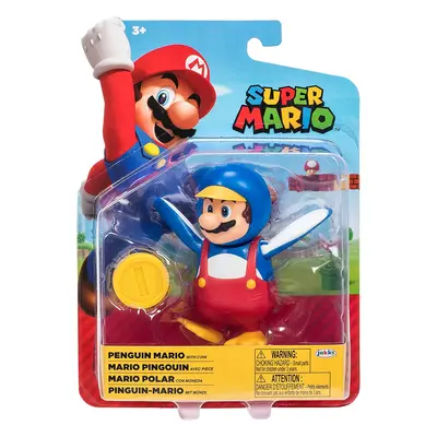 Super Mario Penguin Mario with Coin figurka 10cm