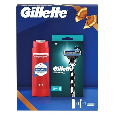 Gillette Mach3 holící strojek + 2nárhadní hlavice + Old Spice sprchový gel 250ml dárková sada