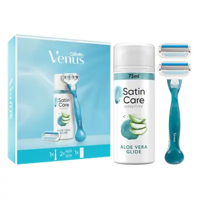 Venus holící strojek + 2 náhraní hlavice + Satin Care gel 75ml dárková sada