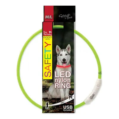 Dog Fantasy obojek LED nylon zelený 65cm