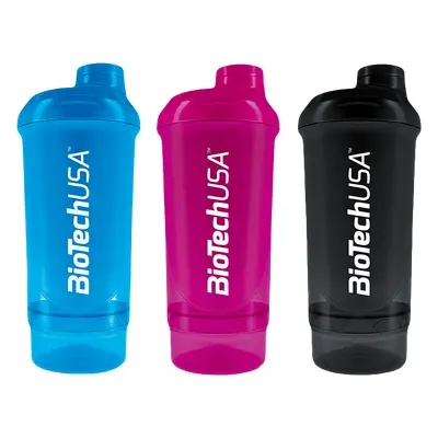 BioTech USA Šejkr Wave+ Compact 500 ml + 150 ml průhledná zelená "Results Are Earned, Not Given"