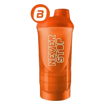 BioTech USA Šejker WAVE+ 600 ml + 350 ml "Never Stop" průhledná oranžová