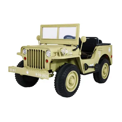 Dětský elektrický vojenský jeep willys 4x4 24V, 4x90W béžový