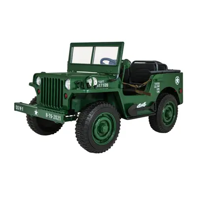 Dětský elektrický vojenský jeep willys 4x4 24V, 4x90W tmavě zelený