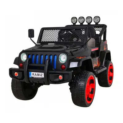 Ramiz Jeep Raptor 4x4, kožená sedačka, 2 místné černé s plameny