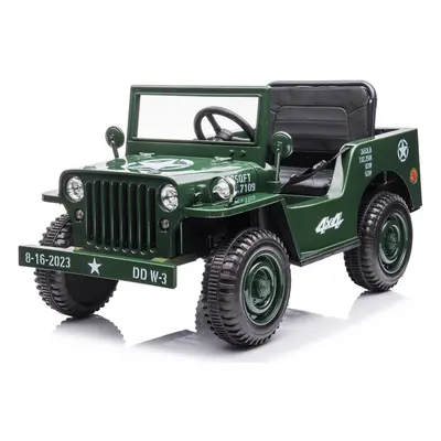 Dětský elektrický vojenský jeep willys SMALL 4x4 tmavě zelený