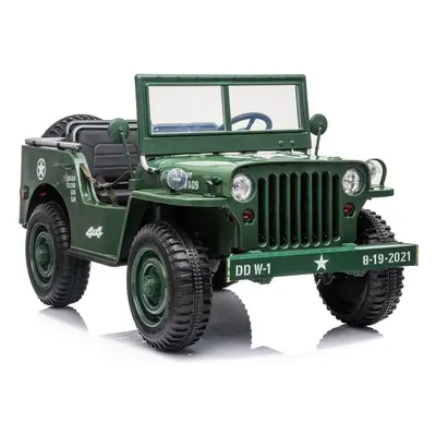 HračkyZaDobréKačky Dětský elektrický vojenský jeep willys 4x4 zelený