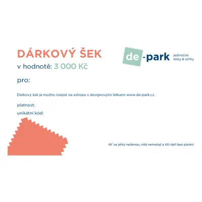 Dárkový šek 3000Kč - elektronická podoba