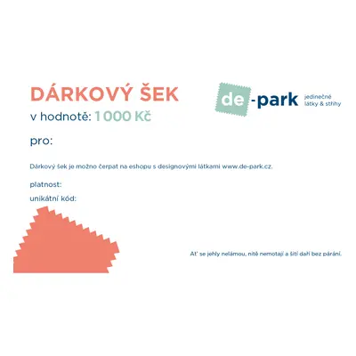 Dárkový šek 1000Kč - elektronická podoba