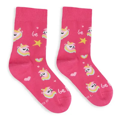 Dětské barefootové ponožky Be Lenka Kids - Crew - Unicorn - BubleGum Pink