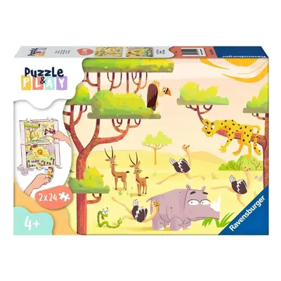 Ravensburger 05594 puzzle & play dobrodružství na safari 2x24 dílků