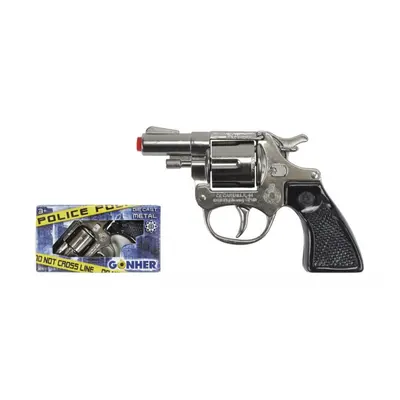 Gonher policejní revolver kovový stříbrný 8 ran, 13 x 8,5 cm