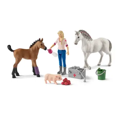 Schleich 42486 návštěva veterinářky u klisny a hříběte