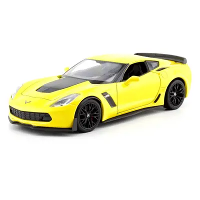 Kovový model chevrolet corvette z06 2017 žlutý 1:24