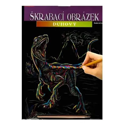 Škrábací obrázek duhový dino tarbosaurus