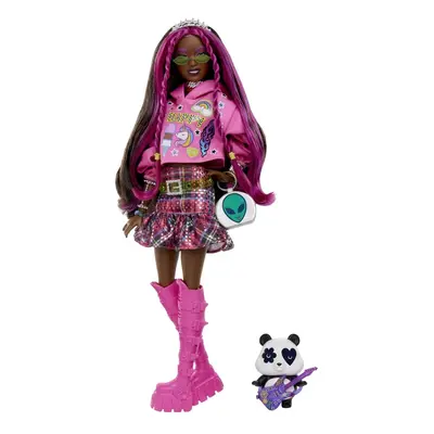 Mattel barbie extra růžová pop-punk s pandou, hkp93