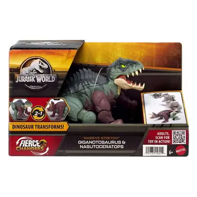 Mattel jurský svět dinosaurus 2 v 1 gigantosaurus a nasutoceratops, hpd34