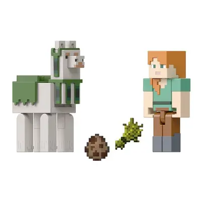 Mattel minecraft 8 cm figurka dvojbalení alex a llama, hlb30