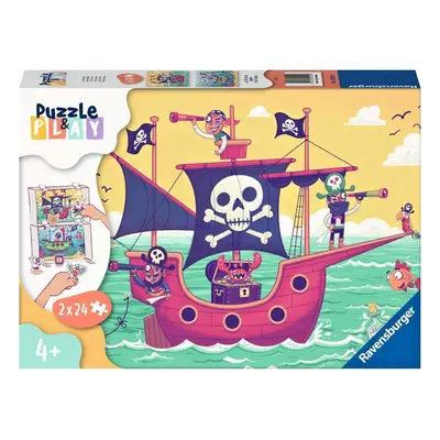 Ravensburger 05592 puzzle & play piráti a země na dohled 2x24 dílků