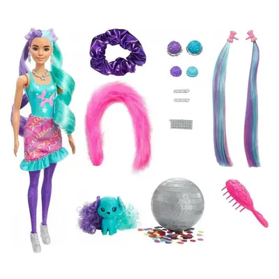 Barbie color reveal glitter! vlasová stylizace modrá, mattel hbg41