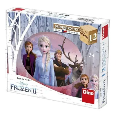 Dino kubus frozen ii, 12 dřevěných kostek