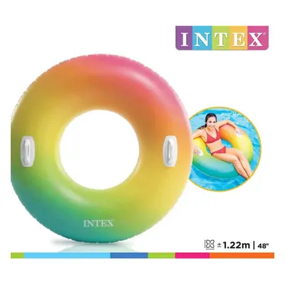 Intex 58202 kruh plovací s úchyty rainbow ombre 122cm