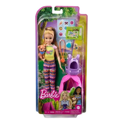 Mattel barbie kempující sestra stacie se štěňátkem a příslušenstvím