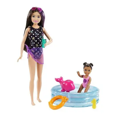 Barbie chůva herní set s bazénkem, mattel grp39