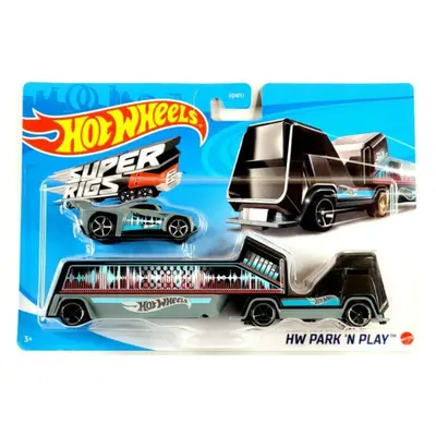 Hot wheels náklaďák hw park n play black, mattel gbf14