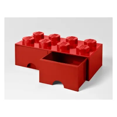 Lego® úložný box 250x502x181 se šuplíky červený