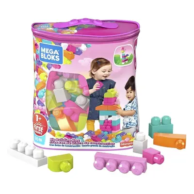 Mega bloks first builders big bag 80 kostek růžový, mattel dch62