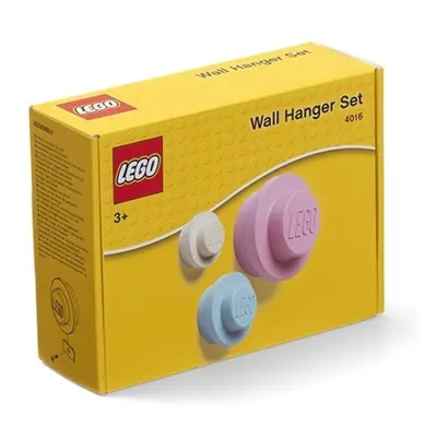 Lego® věšák na zeď, 3 ks - bílá, světle modrá, růžová