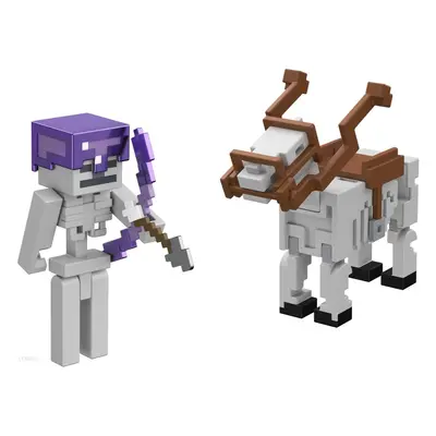 Mattel minecraft 8 cm figurka dvojbalení kostlivec a kůň, hmd60