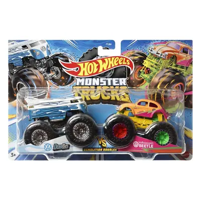 Hot wheels® monster trucks demoliční duo drag bus vs. volkswagen beetle, mattel hnx28