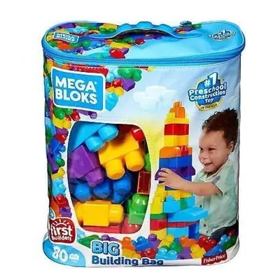 Mega bloks first builders big bag 80 kostek modrý, mattel dch63