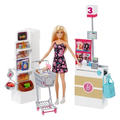 Barbie supermarket herní set, mattel frp01